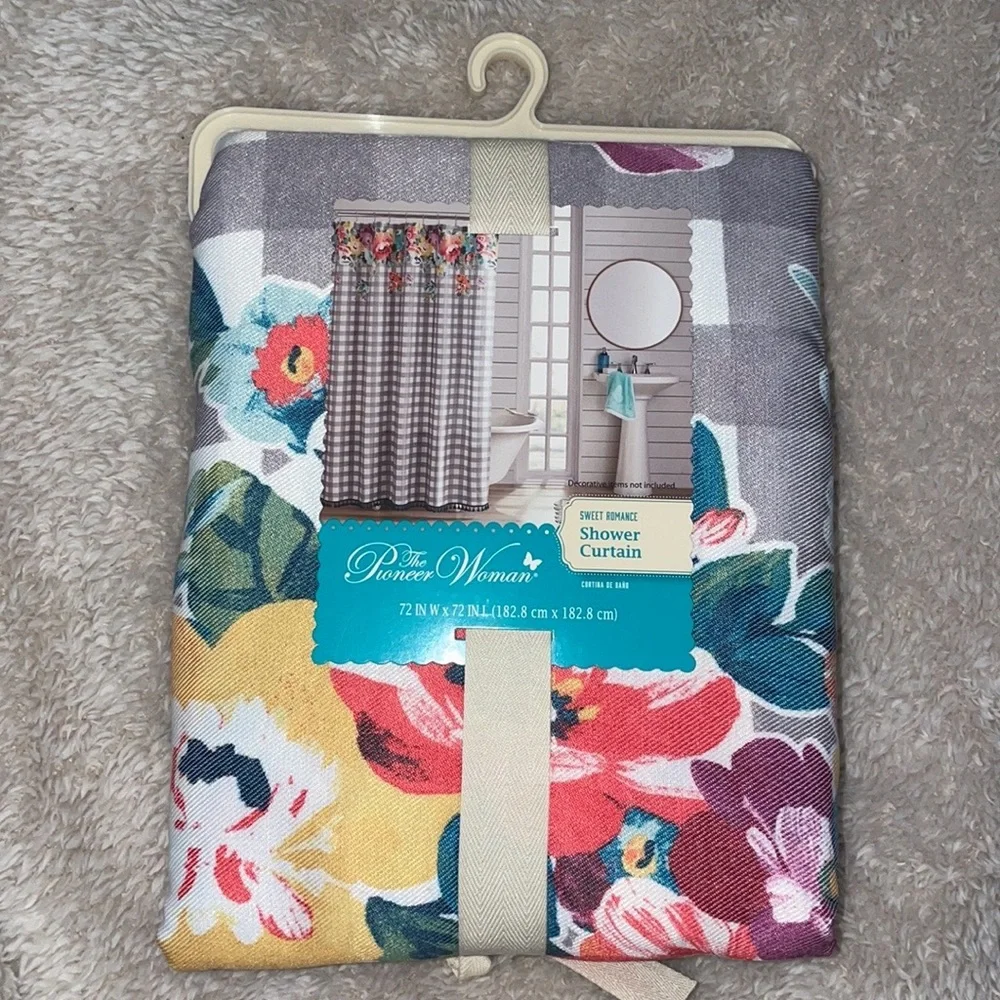 The Pioneer Woman Sweet Romance Gingham Floral Cotton-Rich Shower Curtain